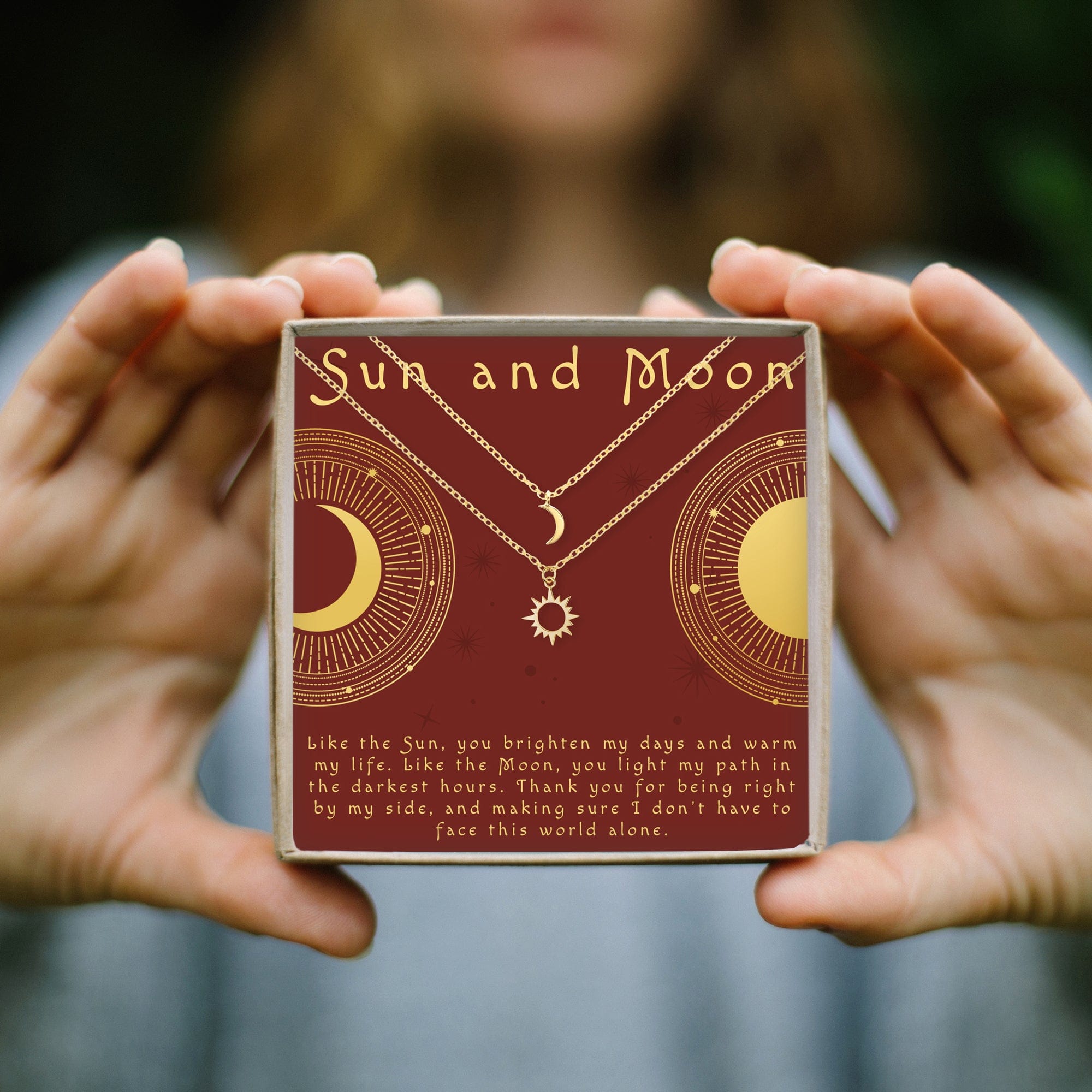 Sun and Moon Celestial Jewelry Necklace Set